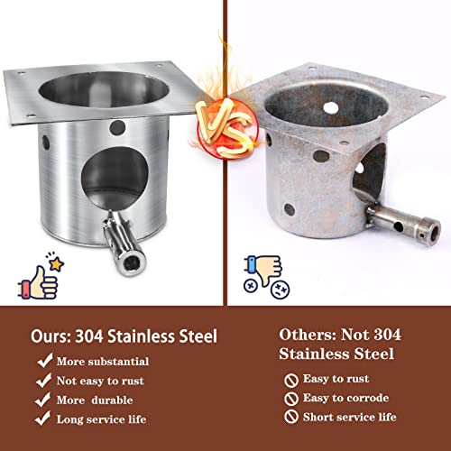 QuliMetal 304 Stainless Steel Fire Burn Pot Replacement Parts for Traeger and Pit Boss Pellet Grills, Durable Firepot with Ash Remover, Screws and Fuse