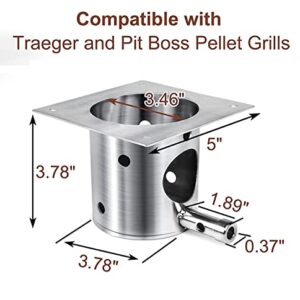 QuliMetal 304 Stainless Steel Fire Burn Pot Replacement Parts for Traeger and Pit Boss Pellet Grills, Durable Firepot with Ash Remover, Screws and Fuse