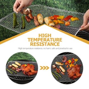 Luxshiny BBQ Grill Mesh Mat: 10Pcs Disposable Aluminum Grill Topper Broiler Net Pans Non-Stick Cooking Grid Grates Pad Baking Tools for Outdoor Camping Barbeque Picnics Backpacking Backyards