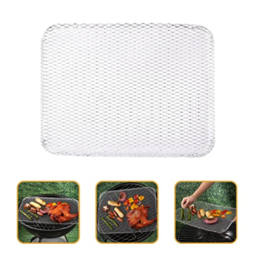 Luxshiny BBQ Grill Mesh Mat: 10Pcs Disposable Aluminum Grill Topper Broiler Net Pans Non-Stick Cooking Grid Grates Pad Baking Tools for Outdoor Camping Barbeque Picnics Backpacking Backyards