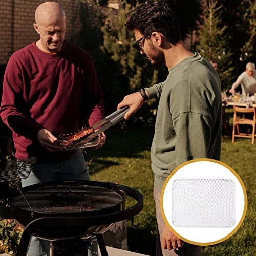 Luxshiny BBQ Grill Mesh Mat: 10Pcs Disposable Aluminum Grill Topper Broiler Net Pans Non-Stick Cooking Grid Grates Pad Baking Tools for Outdoor Camping Barbeque Picnics Backpacking Backyards