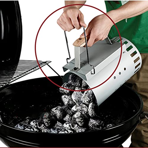 Rapid Charcoal Grill Chimney Starter with Quick Release Trigger, BBQ Tools for Charcoal Grill and Barbecues (Color : Silver, Size : 18 * 18 * 27cm)