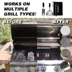 VOOBSON Grill Brush and Scraper Bristles Free with Extra Replaceable Head,18'' Stainless BBQ Brush for Grill Cleaning with Carrying Bag,BBQ Cleaner Accessories for Porcelain Weber Gas Charcoal