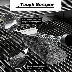 VOOBSON Grill Brush and Scraper Bristles Free with Extra Replaceable Head,18'' Stainless BBQ Brush for Grill Cleaning with Carrying Bag,BBQ Cleaner Accessories for Porcelain Weber Gas Charcoal