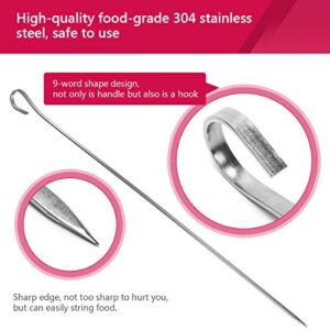 Stainless Steel Kabob Skewers 14", Luxiv 12 Pcs Metal BBQ Skewers Grilling Skewers Sets Reusable Outdoor Barbecue Skewers for Meat, Vegetables