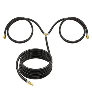 MENSI 16 Feet Y Splitter RV Propane Extension Hose for Two Outdoor Gas Grill to Hook Up RV 1/4" Quick Connect Adapter