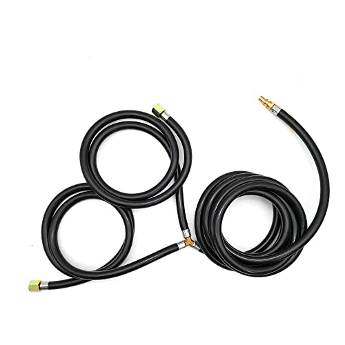 MENSI 16 Feet Y Splitter RV Propane Extension Hose for Two Outdoor Gas Grill to Hook Up RV 1/4" Quick Connect Adapter