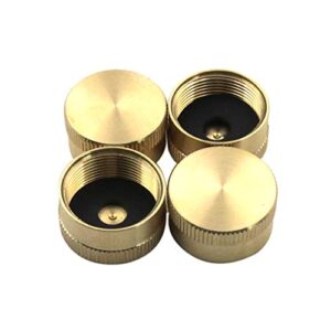 KEXMY Meter Star Pack of 4 Universal Camping Solid Brass Cap 1 LB Propane Bottle Cap Small Gas Tank Cylinder Cap - 4 pcs