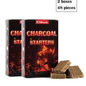 KAMaster 48 Squares Starter Blocks for Big Green Egg,Fire Starter Squares Waterproof Easy Fire Charcoal Starter Perfect for Barbecue Grills, BGE, Kamado Joe,Smokers, Wood Stove