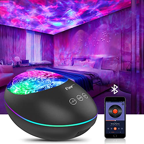 esonstyle LED Night Light for Kids, Ocean Wave Projector with Music White Noise/Timer/Bluetooth Speaker Remote Control，Galaxy Lights Projector for Bedroom/Room Decor