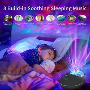 esonstyle LED Night Light for Kids, Ocean Wave Projector with Music White Noise/Timer/Bluetooth Speaker Remote Control，Galaxy Lights Projector for Bedroom/Room Decor