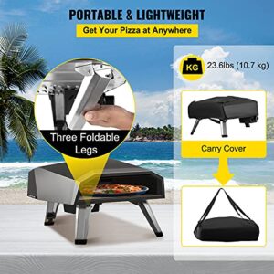 VEVOR Gas Pizza Oven, Stainless Steel Propane Pizza Oven, Gas Fire Pizza Oven with 12" Pizza Stone, Portable Gas Pizza Oven with Foldable Legs, Gas Powered Pizza Oven for Outdoor Camping-Global Patent