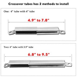 Uniflasy Replacement Parts Kit for Charbroil 4 Burner 463211512, 463211513, 463211514 Gas Grill, Stainless Steel Grill Burner Tube, Porcelain Steel Heat Plate Shield Tent, Adjustable Crossover Tube