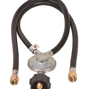 Flame King ALRYQC02 2-Ft Y-Splitter Propane Regulator Double Hose Outlet Fits Type-1 (QCC-1) Tank Connections, for BBQ Grills with Side Burner, Black