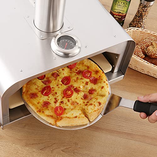 GYBER Fremont Stainless Steel Portable Outdoor Patio Wood Fired 12 Inch Pizza Maker Countertop Oven, For Pizza, Burgers, Fish, & More, Silver