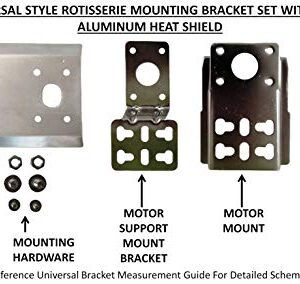 OneGrill Chrome Steel Universal Style Grill Rotisserie Mounting Bracket Set with Integrated Aluminum Heat Shield