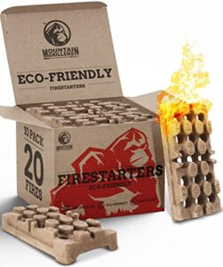 mountain grillers natural firelighters – fire starters for wood burner log burner fireplace pizza oven bbq – indoor & outdoor brick eco fire lighters
