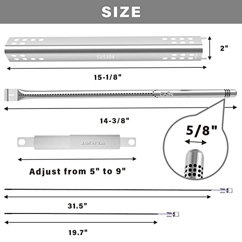 GARNETIN Grill Replacement Parts 3 Burner for Charbroil Advantage Series 463344015, 463343015, 463433016, 463240015, 463432215, Heat Tent Carryover Tube Electrode Gas Grill Parts for Charbroil