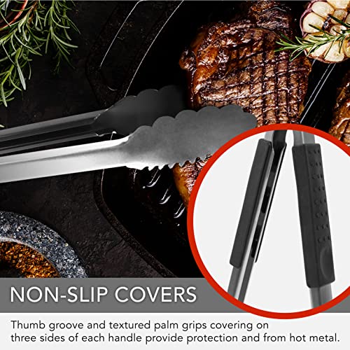 Grill Tongs Super Long 24-inch Heavy Duty for BBQ and Grilling | Extra Long Stainless Steel Grilling Tongs for Outdoor Grill and Kitchen Cooking | Long Metal Tongs with Safety Hand Grips