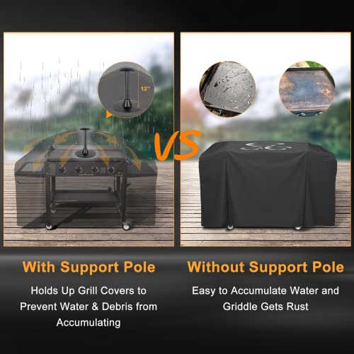 TBTeek Grill Griddle Cover Support Pole for Outdoor Small BBQ Gas Grill Table Covers, Prevent Water Pooling and Collecting Debris, Fits All inch Blackstone Weber Char-Broil Outdoor Grill Rack Covers