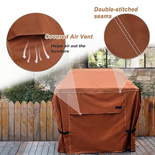 NettyPro BBQ Grill Cover 56 Inch Outdoor Patio 600D Heavy Duty Waterproof 2-3 Burner Barbecue Cover for Weber, Char-Broil, Brinkmann, Nexgrill Grills and More, Brown