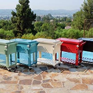 Permasteel PS-203F1-TEAL-AM 80 Quart Portable Rolling Patio Cooler, Teal