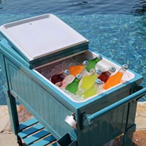 Permasteel PS-203F1-TEAL-AM 80 Quart Portable Rolling Patio Cooler, Teal