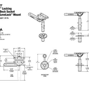 MAGMA Products T10-327, Mount, Flush Deck Socket w/Adjustable Levelock, Locking, (SD) Grill / (SM) Table, One Size