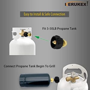 KERUKEXI Propane Refill Adapter for 1 lb Throwaway Disposable Cylinder and 20lb LP Gas Fuel Bottle Tank coupler fit QCC1 Type1 Solid Brass Regulator Valve Accessory BBQ kit connector RV recycle