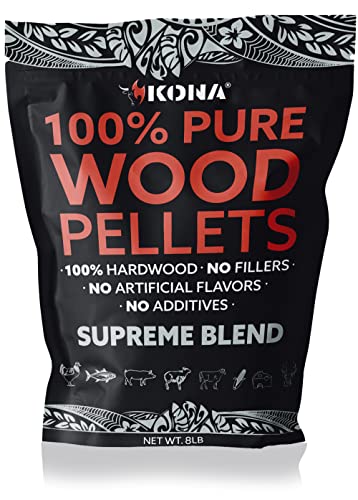 Kona Supreme Blend Smoker Pellets, Intended for Ninja Woodfire Outdoor Grill, 8 lb Resealable Bags