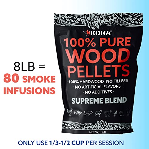 Kona Supreme Blend Smoker Pellets, Intended for Ninja Woodfire Outdoor Grill, 8 lb Resealable Bags