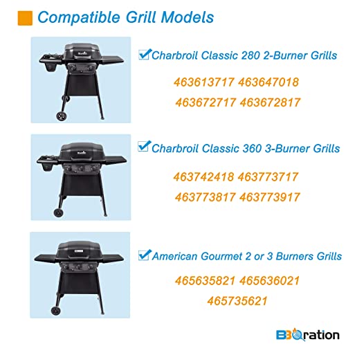 BBQration Replacement Kit for Char-Broil Classic 280 2-Burner 463613717 463647018 463672717 463672817 G215-0203-W1 G320-0200-W1A, Replacement Parts for American Gourmet 465635821 465636021