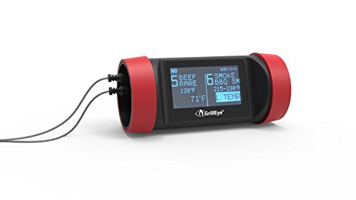 GrillEye GE0003 Pro Plus Grilling & Smoking Thermometer with Hybrid-Wireless Technology & Cloud Monitoring, Red Black