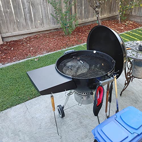GRISUN Grill Table Shelf and Lid Holder for Weber Kettle Grills 22 Inches, Charcoal Grill Side Table Shelf and Slide a Side Lid Prop, Charcoal Grill Accessories for Weber, (Grill No Included)