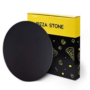 menesia 12 inch black non-stick ceramic pizza stone pan, baking stones for ovens & grill & bbq, round oven cooking stone