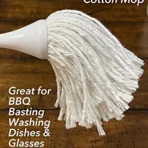 ALAZCO 2 Dish Mop BBQ Basting Grilling Apply Barbeque Sauce Marinade Glazing – Cleaning Soft Brush Wash Bottles Decanter Wine Glass Coffee Pot Full Cotton Fiber Head Non-Slip Handle 15’’ Long