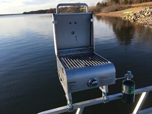 cuisinart grill modified for pontoon boat with arnall’s stainless grill bracket set + chef professional featuring full stainless-steel construction
