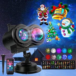 outdoor holiday lights, holiday projector lights outdoor, 26 hd effects 3d ocean wave & patterns waterproof with remote timer, christmas light projector indoor for xmas decor holiday party