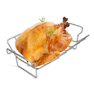 kamaster rib rack and roast racks for smoking and grilling fit large and xlarge big green egg,stainless steel dual-purpose turkey rack