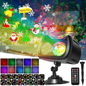 christmas projector lights outdoor, remon 2-in-1 3d ocean wave led projector lights waterproof with 16 hd slides(96 patterns) remote timer 10 colors for xmas halloween valentine holiday indoor decor