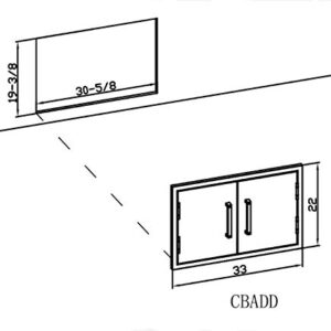 Whistler Stainless Steel Double Access Doors for Outdoor Kitchen Storage Grills Island, 33"x 22"