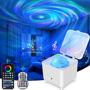 star projector, galaxy light with bluetooth speaker & remote control, 15 colors night light projector for kids adults bedroom, room, home theater, ceiling, room decor- rechrageable, white