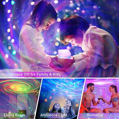 Star Projector, Galaxy Light with Bluetooth Speaker & Remote Control, 15 Colors Night Light Projector for Kids Adults Bedroom, Room, Home Theater, Ceiling, Room Decor- Rechrageable, White