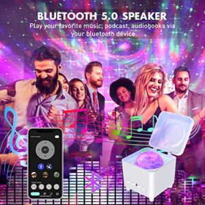 Star Projector, Galaxy Light with Bluetooth Speaker & Remote Control, 15 Colors Night Light Projector for Kids Adults Bedroom, Room, Home Theater, Ceiling, Room Decor- Rechrageable, White