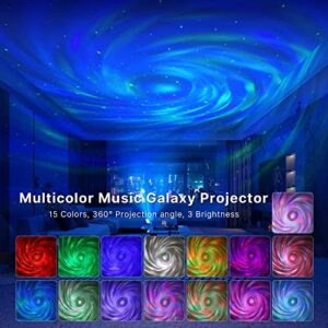 Star Projector, Galaxy Light with Bluetooth Speaker & Remote Control, 15 Colors Night Light Projector for Kids Adults Bedroom, Room, Home Theater, Ceiling, Room Decor- Rechrageable, White