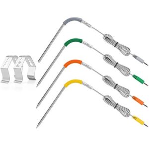 4-pack upgraded replacement probe kit for weber igrill, ultra accurate & fast up to 716°f /380°c，meat grill probe ambient probe compatible with igrill mini,igrill 2,igrill 3 with probe clip holder