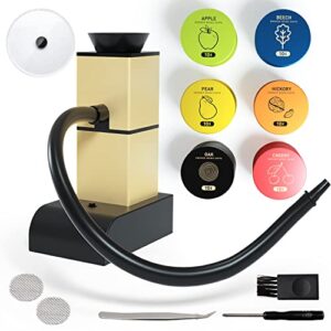 smoking gun portable smoker infuser premium kit, cocktail smoker machine with 6 wood chips and accessories for food and drinks, ideal gift for man(golden)