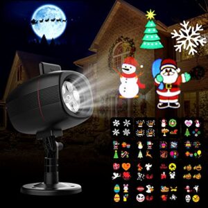 christmas projector lights outdoor 2022 upgrade, rotating projector landscape lights with 16 slides patterns, waterproof indoor outdoor lights for xmas halloween holiday party garden decorations