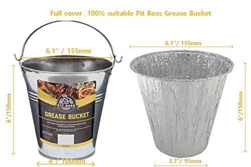(18-Pack) 6" High Professional Liners Compatible with Pit Boss Wood Pellet Grills 67292 Foil Tray, Oklahoma Joe's 9518545P06 Grease Bucket Liner Rec Tec Bigger Grease Bucket & Smoker Liners