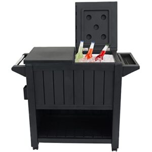 Sunnydaze Outdoor Bar Cart with Cooler, Prep Table, and Storage - Built-in Bottle Opener - Patio, Pool, Deck, and Outdoor Rolling Ice Chest - Phantom Gray